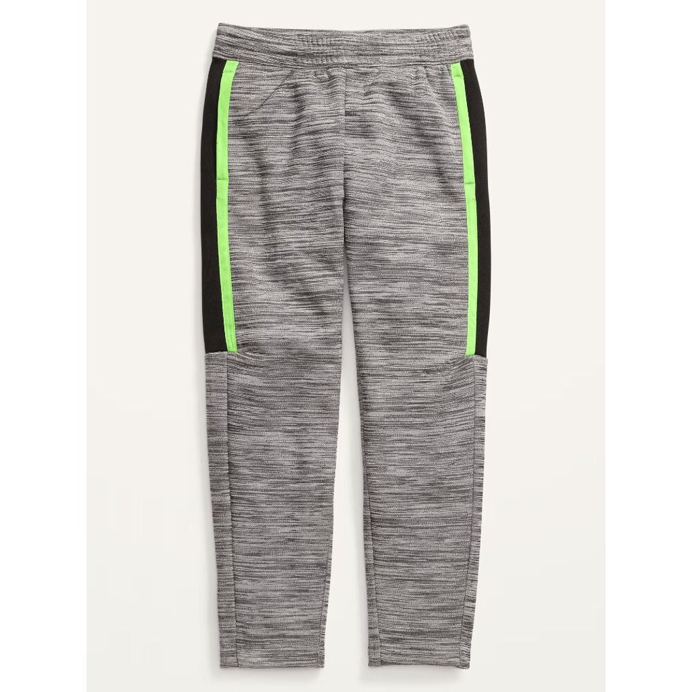 OLD NAVY Boys Techie Fleece Tapered Sweatpants - Heather Gray/Lime L
